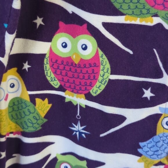 Nick & Nora Size S Sleepshirt Flannel Purple Owls Cotton Pajamas Pockets - Picture 3 of 4